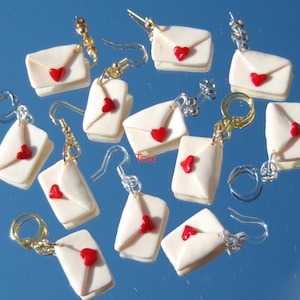 valentine heart letter polymer clay earrings