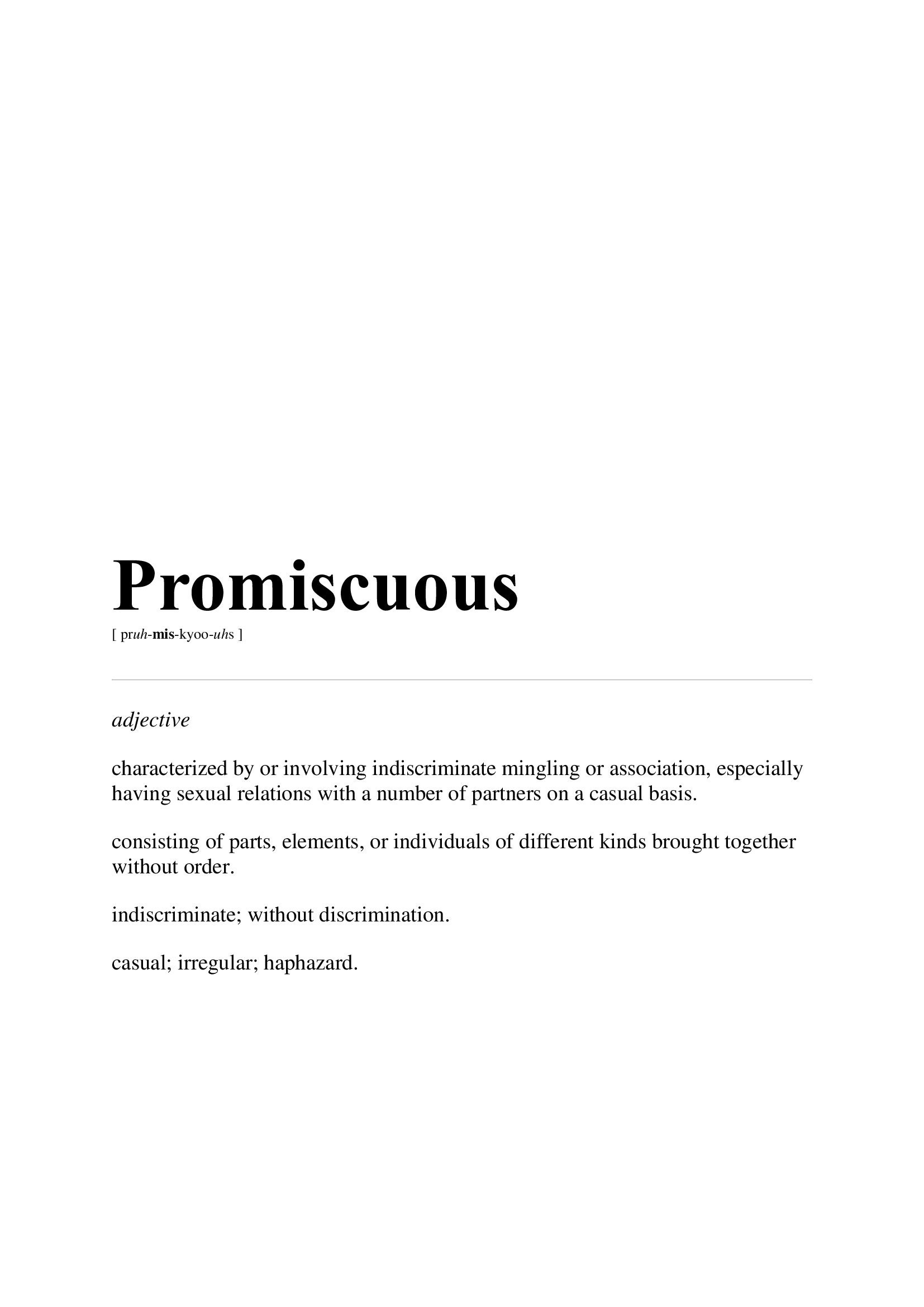 Promiscuous Definition Print Download. Sexual Meaning Etsy