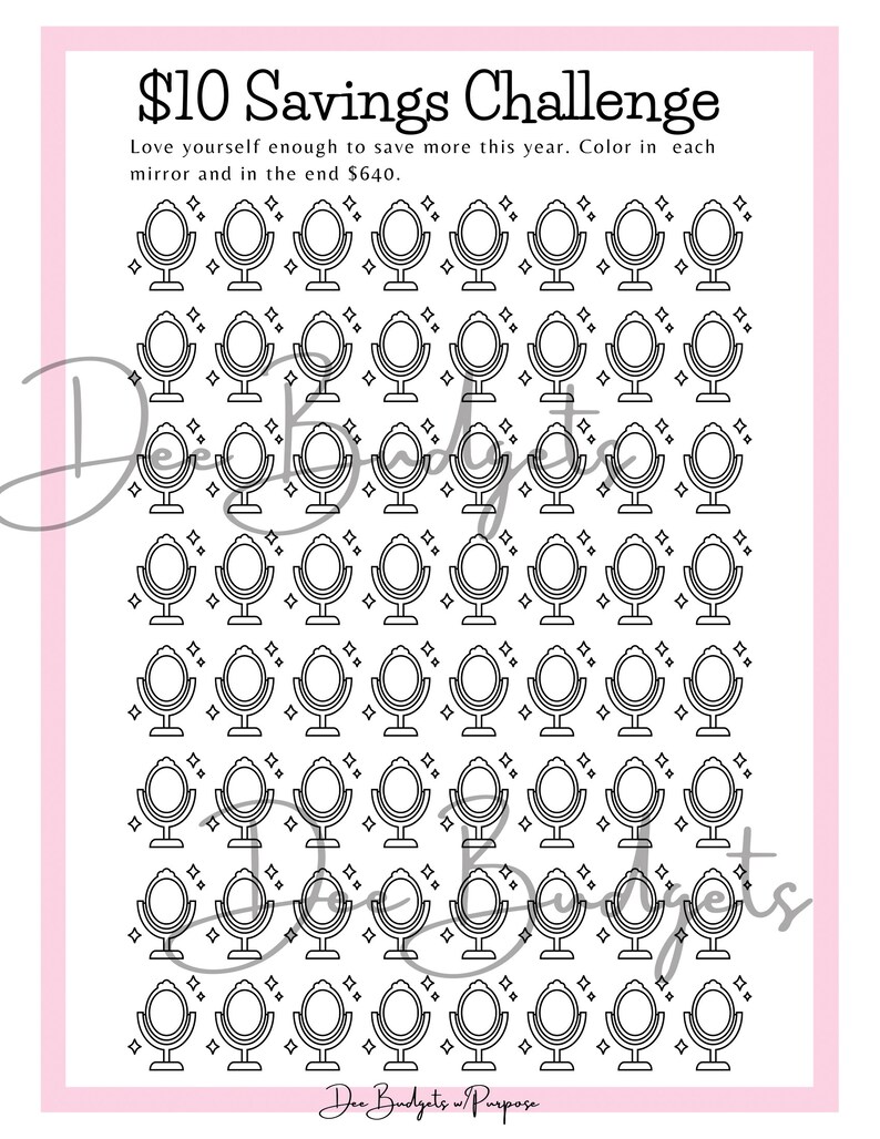10 Dollar Savings Challenge, Savings Challenge, Budget, Printable ...