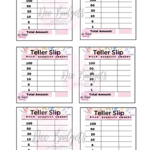 Teller Slips, Cash Breakdown, Printable Cash Breakdown, Bank Teller ...