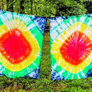 Colorful Custom Tie-dye Curtains Set, Handmade Boho Tapestry