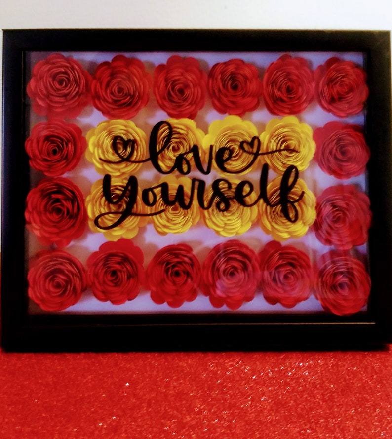 Paper Flower Shadow Box Framed 3D Wall Art Flowers Shadow Etsy