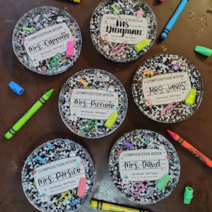 Personalized Composition Book Teacher Coaster Paperweight