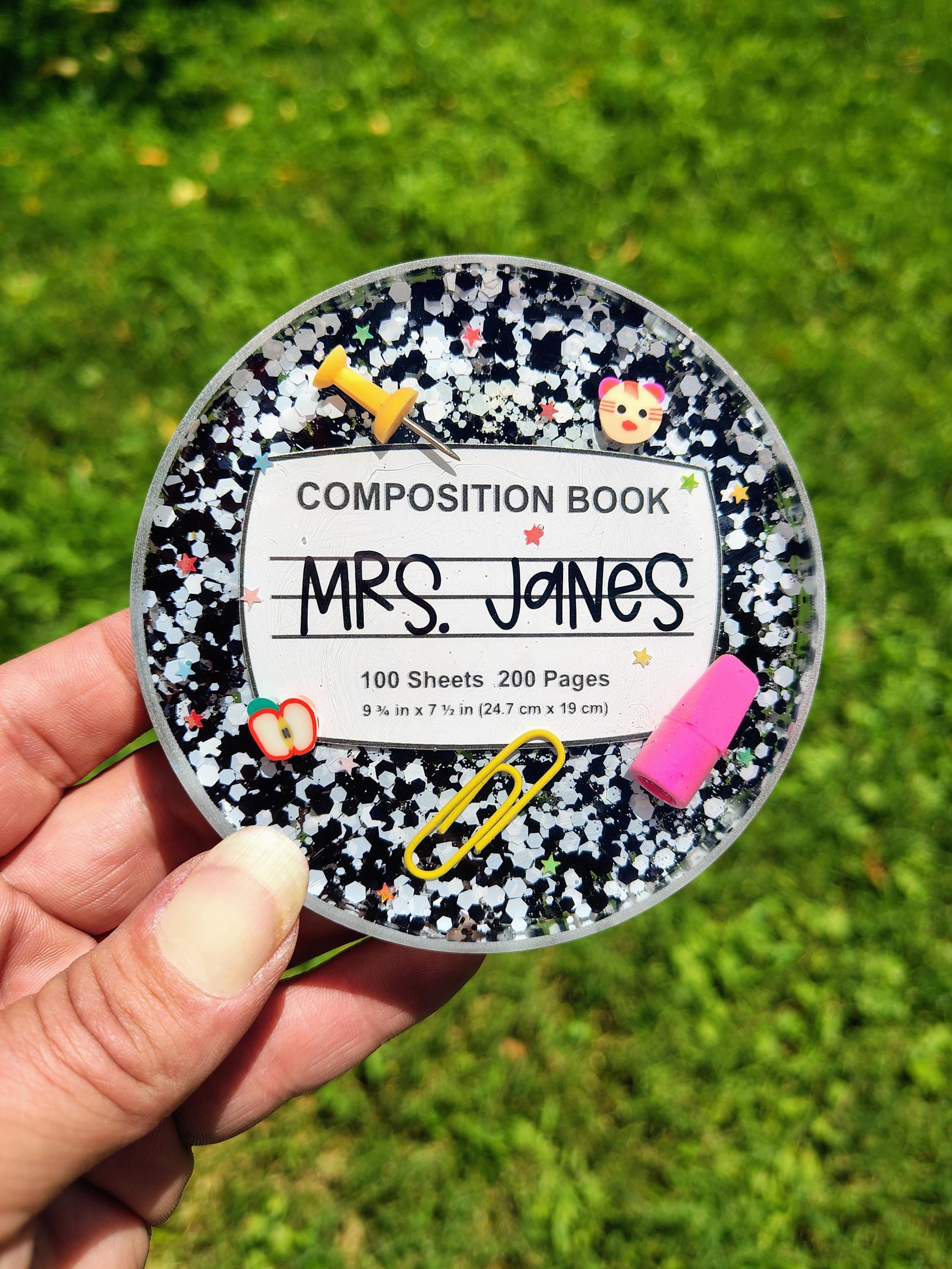 Personalized Composition Book Teacher Coaster Paperweight - Etsy