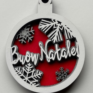 Buon Natale Merry Christmas (Italian) - multilayered ornament files - SVG cut files - Laser cuter ready - original design