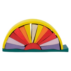 Montessori Sunbeam Arch - Wooden Stacking Puzzle - Linden Wood Educational Toy for Kids - Perfect Gift for Learning and Play
