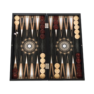 Backgammon Set with wooden Checkers - Handcrafted Mandala Design - Perfect Gift for Game Enthusiasts