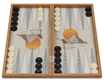 Collection of specially designed wooden backgammon sets 48cm