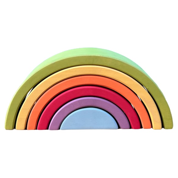 Regenbogen Montessori Spielzeug aus Lindenholz 6 Teile Pastell Bögen Kinderspielzeug Holzspielzeug Geschenk für Kinder