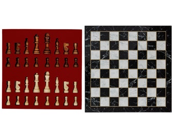 Klassisches Schachspiel und Dame aus Holz großes Schach Marmor Design