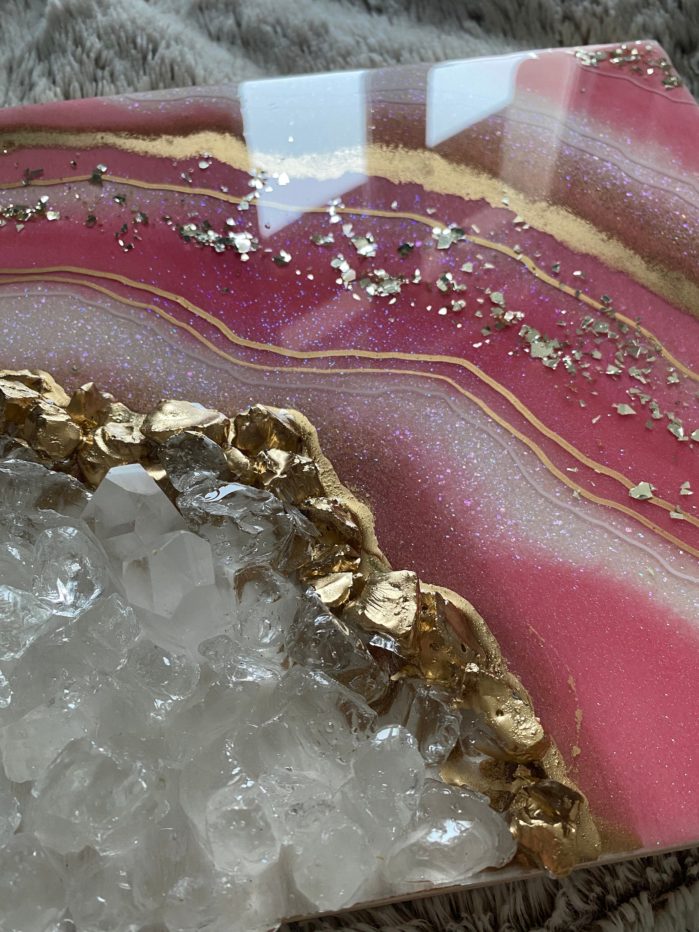 Rosa - Geode Art Pointes de Cristal Roche