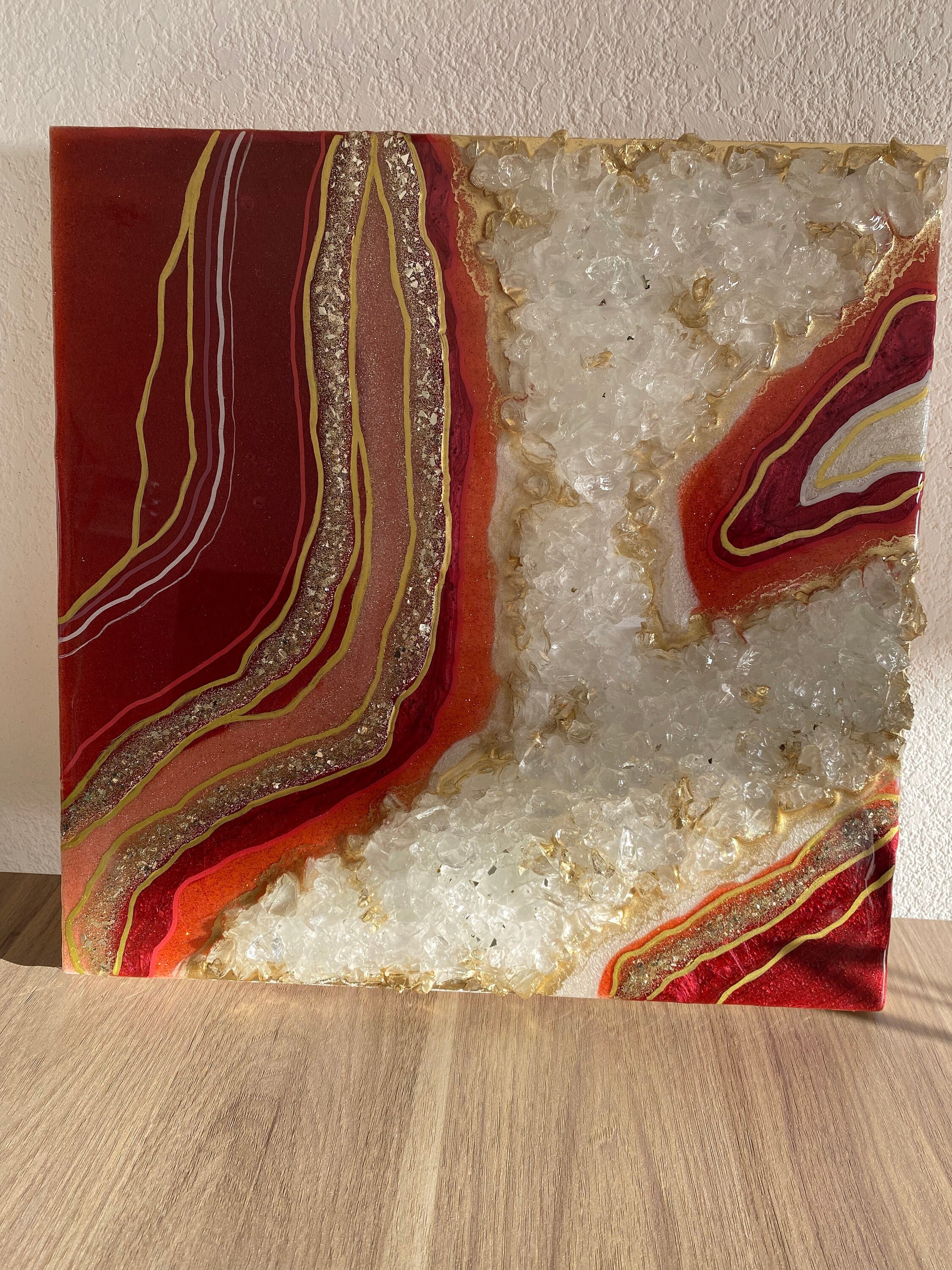 Enotera - Red Wine Geode Art Epoxy Resin Wall Art