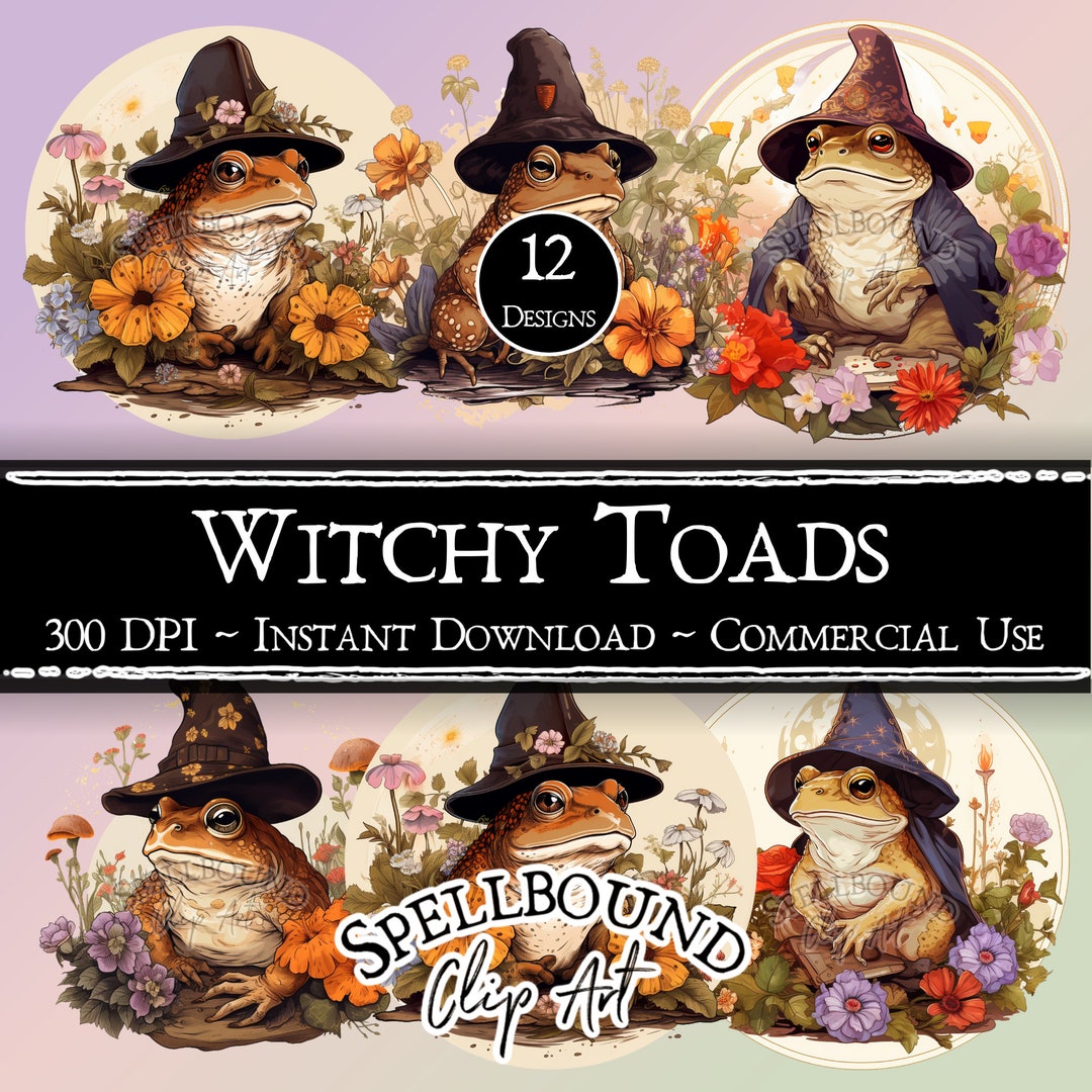 Toad Commercial Witchy Toads Digital Clipart, Commercial Use, Instant Download, Frog ...