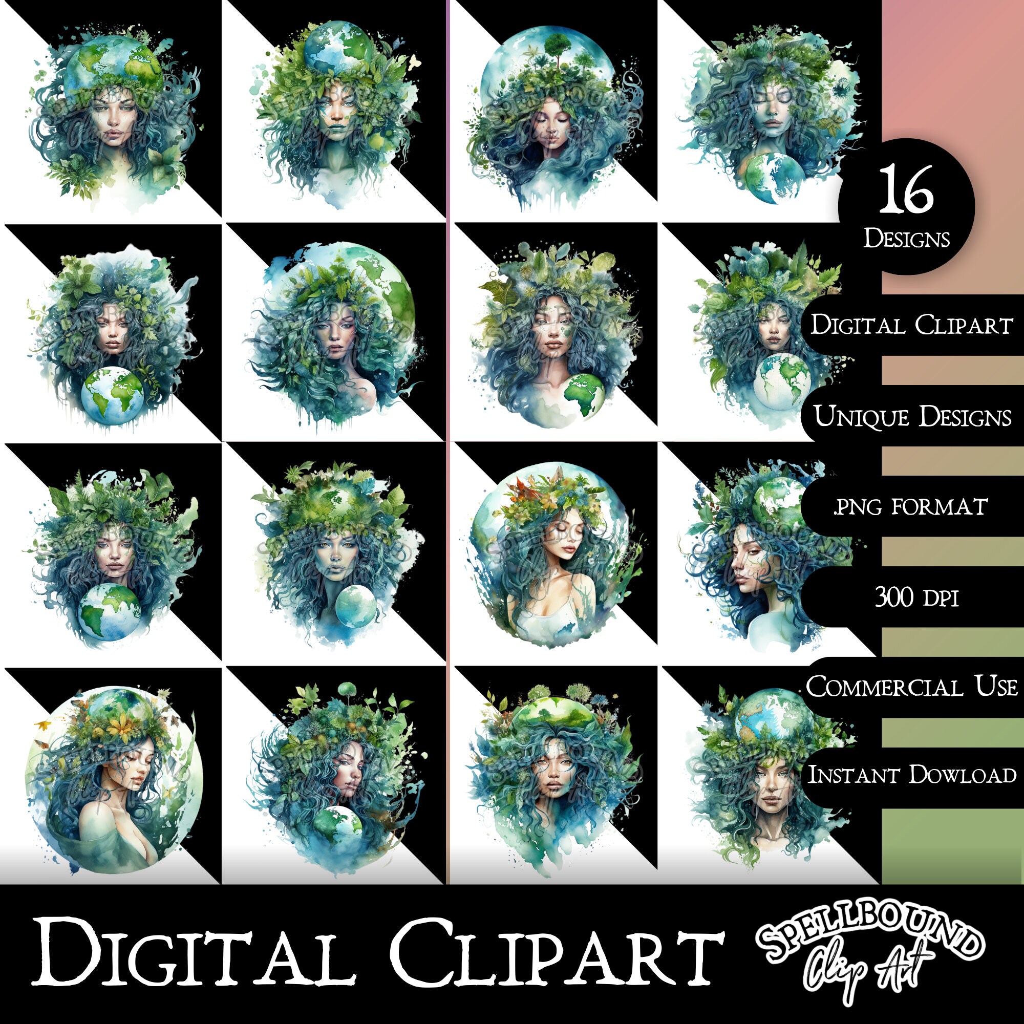 Mother Earth Goddess Digital Clipart, Commercial Use, Instant Download ...
