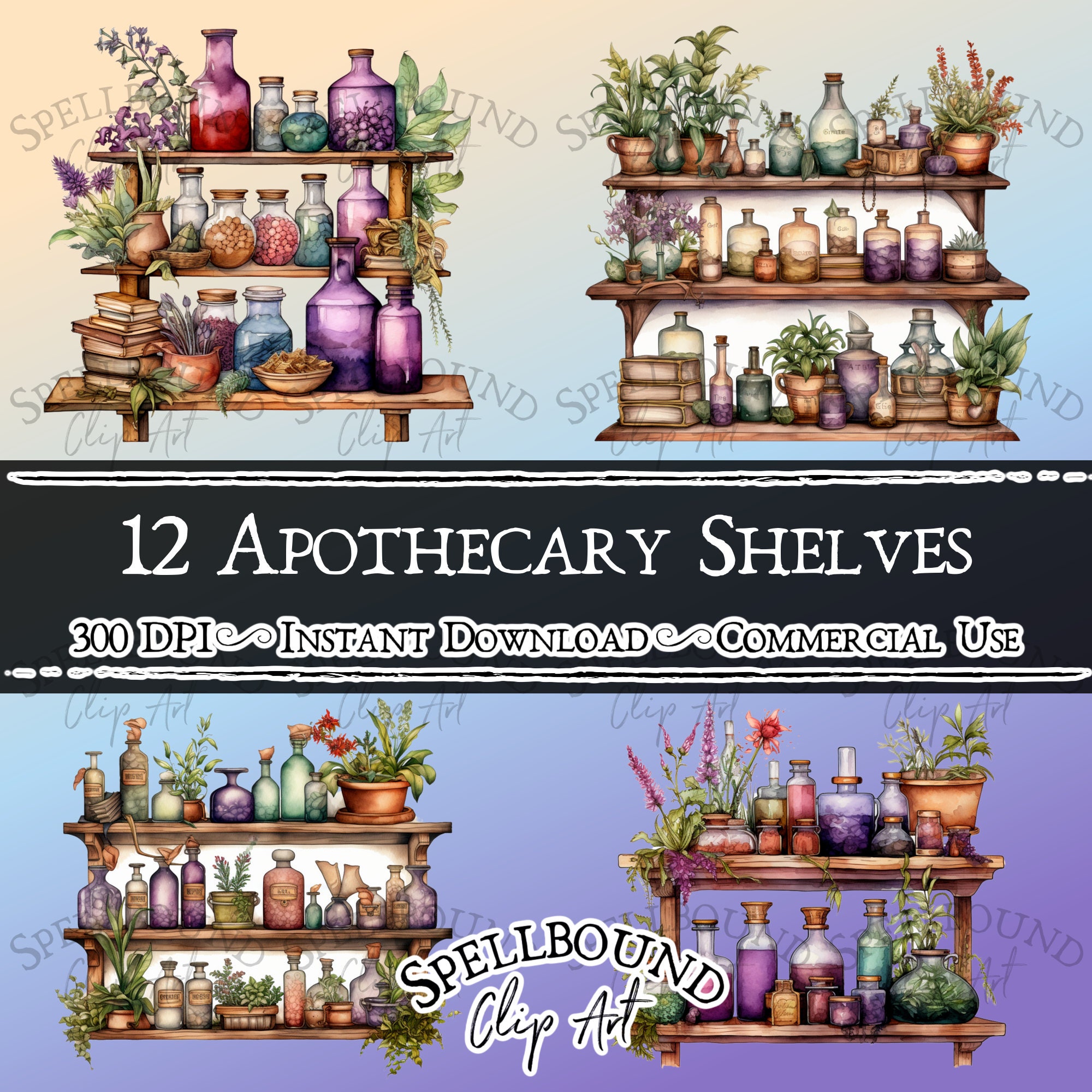 Apothecary Digital Clipart, Commercial Use, Instant Download