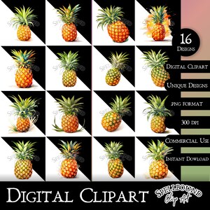 Pineapples Digital Clipart, Commercial Use, Instant Download, Summer ...