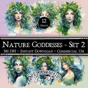 Nature Goddess Digital Clipart, Commercial Use, Instant Download, Mother Nature Clip Art, PNG, Earth Day, Earth Clipart, Mother Earth