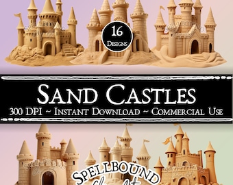 Sand Castles Digital Clipart, Commercial Use, Instant Download, Summer Clip Art, Beach Clipart, Nature Clipart, PNG, Kids Clipart