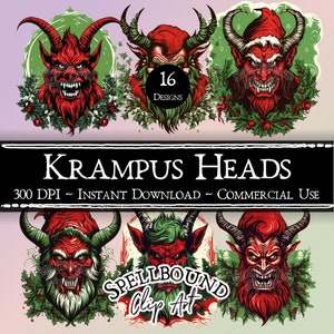 Krampus Digital Clipart, Commercial Use, Instant Download, Christmas Clip Art, PNG, Holiday Clipart, Yule Clipart