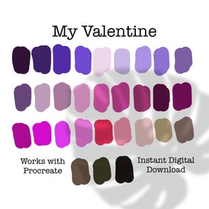 Procreate Color Palette, Red Pink Colors, Valentines, Color Swatches, iPad Procreate Tools, Commercial Use
