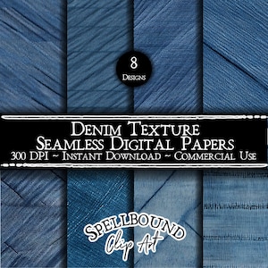 Denim Texture Seamless Digital Papers, Commercial Use, Instant Download, Clipart, Denim Background, Jeans, Clothing Background, Fashion