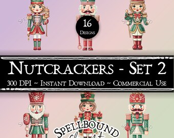 Imágenes prediseñadas digitales de cascanueces de Navidad, uso comercial, descarga instantánea, imágenes prediseñadas de cascanueces, PNG, imágenes prediseñadas de Navidad, imágenes prediseñadas navideñas