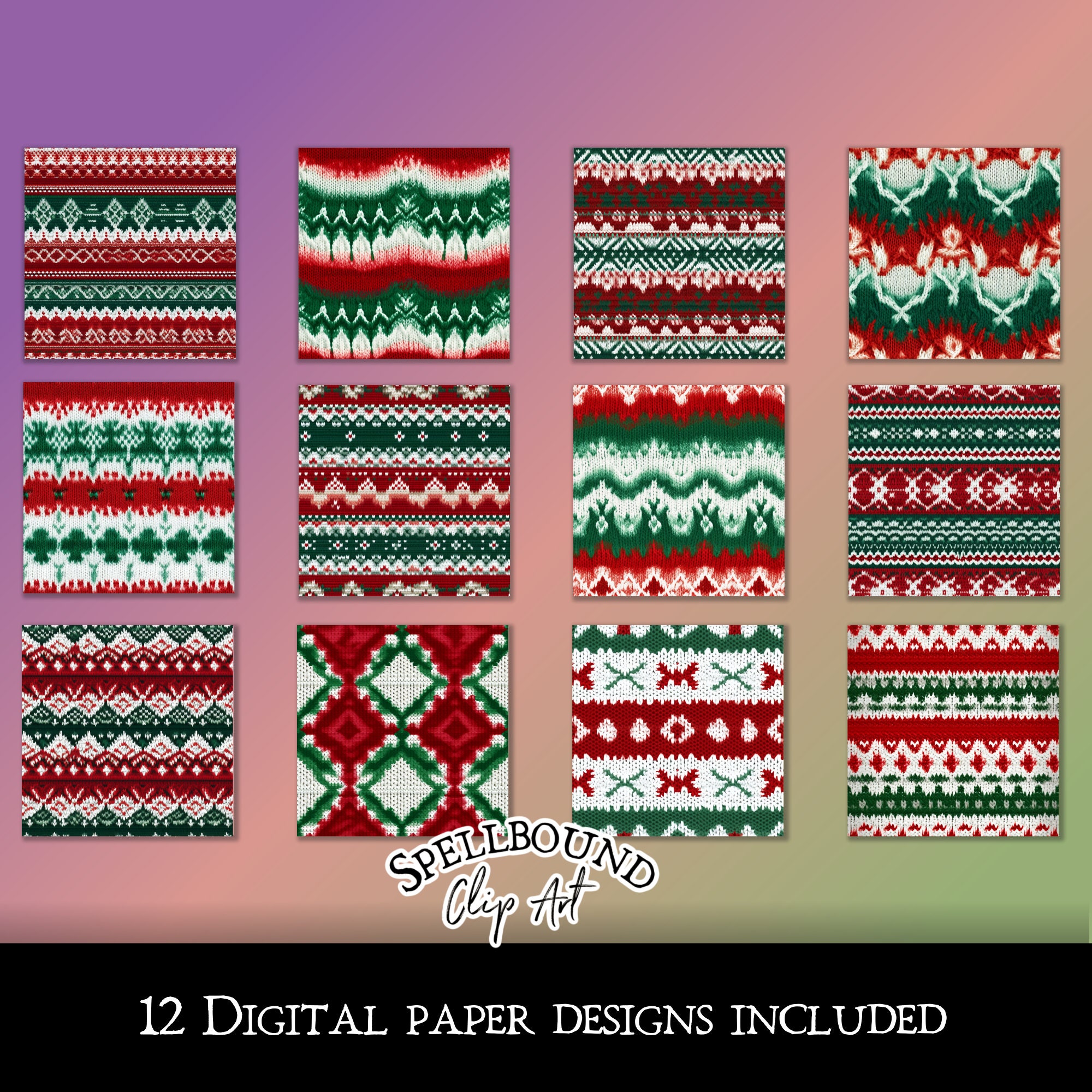 Christmas Sweater Pattern Seamless Digital Papers, Commercial Use ...