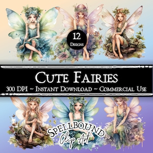 Cute Fairies Digital Clipart Commercial Use Instant Download Pastel Fairies Clip Art, PNG