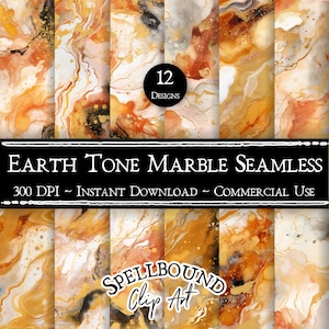 Earth Tone Natural Marble Seamless Digital Papers, Commercial Use, Instant Download, Marble Clipart, Marble Texture, Earth Tones