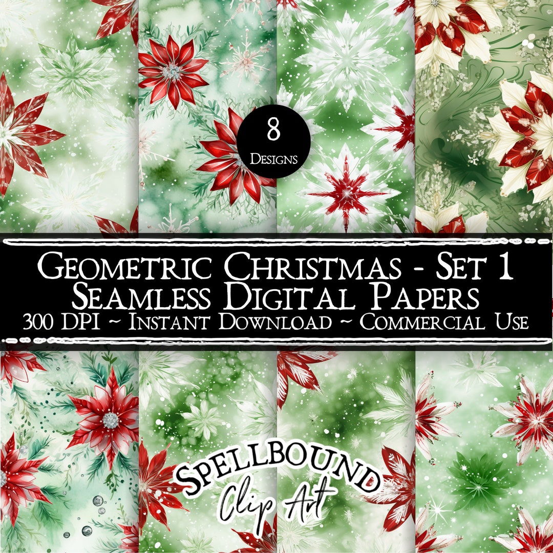 Christmas Geometric Seamless Digital Papers, Commercial Use, Instant ...