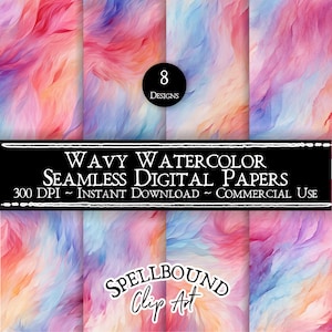 Wavy Watercolor Marble Seamless Digital Papers, Commercial Use, Instant Download, Watercolor Clipart, Marbled Background, Pink