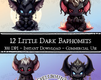 Chibi Dark Baphomet Digital Clipart, Commercial Use, Instant Download, Pagan Clip Art, PNG