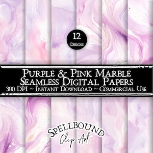 Lila und rosa Marmor nahtlose digitale Papiere, kommerzielle Nutzung, sofortiger Download, Aquarell Clipart, marmorierter Hintergrund