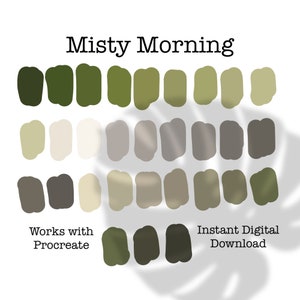 Procreate Color Palette, Color Swatches, iPad Procreate Tools, Commercial Use, Forest Colors, Earth Tones, Green Palette, Natural Colors