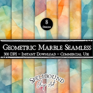 Pastel Geometric Marble Seamless Digital Papers, Commercial Use, Instant Download, Geometric Clipart, Marble Texture