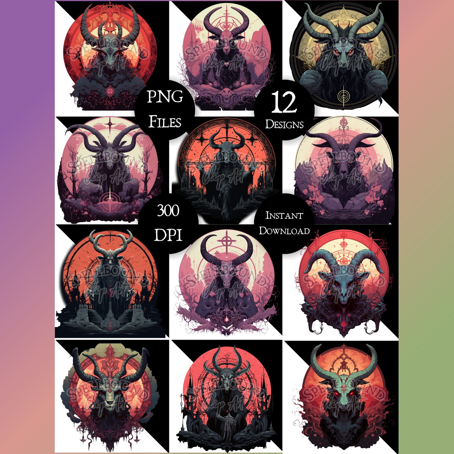 Baphomet Sigils Digital Clipart, Commercial Use, Instant Download ...
