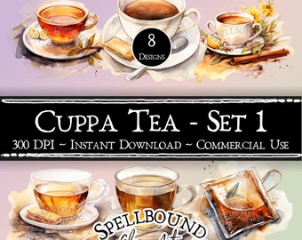 Tea Digital Clipart, Commercial Use, Instant Download, Cup of Tea Clip Art, Drink Clipart, Food Clipart, Hot Tea, Iced Tea, Tea Bag
