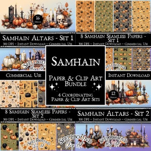 Samhain Digital Clipart Bundle, Commercial Use, Instant Download, Fall Clip Art, Autumn Clipart, Witch Clipart, Samhain Altar
