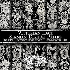 Papiers numériques sans couture dentelle victorienne, usage commercial, téléchargement immédiat, clipart dentelle, dentelle transparente, fond dentelle