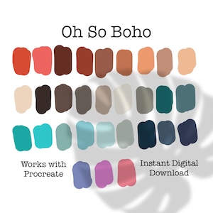 Procreate Color Palette, Boho Colors, Jewel Tones, Color Swatches, iPad Procreate Tools Commercial Use