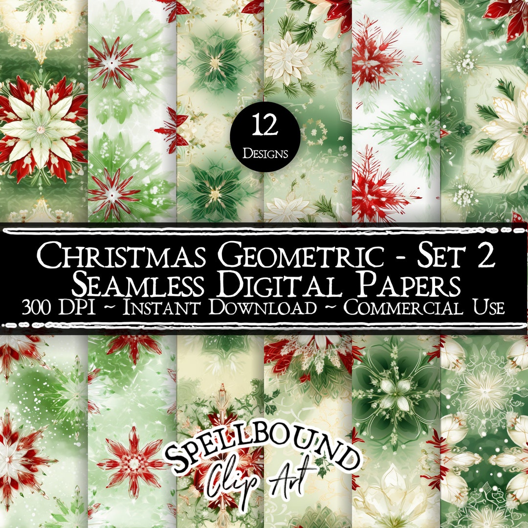 Christmas Geometric Seamless Digital Papers, Commercial Use, Instant ...