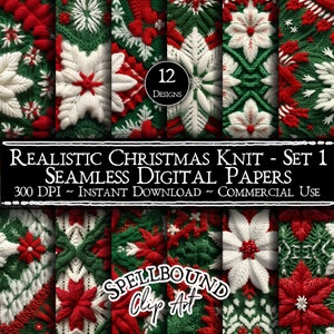 Maglione di Natale realistico lavorato a maglia documenti digitali senza cuciture, uso commerciale, download istantaneo, clipart di Natale, brutto maglione di Natale