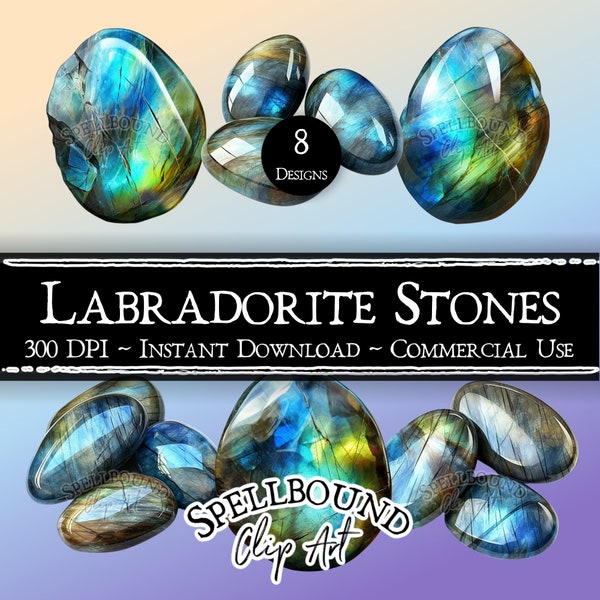 Labradorite Stones, Digital Clipart, Commercial Use, Instant Download, Crystal Clip Art, PNG, Healing Crystals