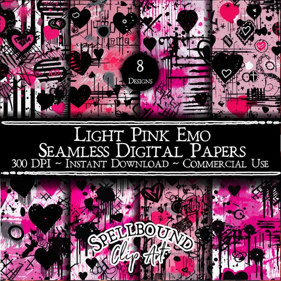 Light Pink Emo Seamless Digital Papers, Commercial Use, Instant