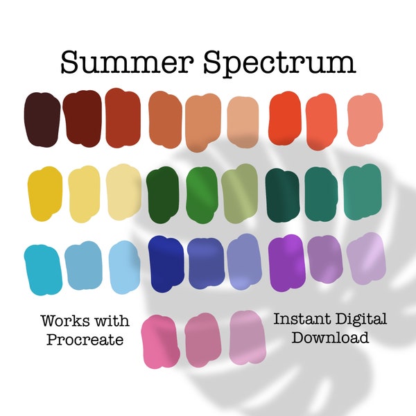 Procreate Color Palette, Bright Colors, Summer Colors, Color Swatches, iPad, Procreate Tools, Commercial Use, Bright Rainbow