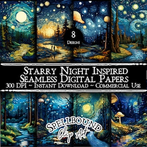 Sternenklare Nacht inspiriert digitale Papiere, kommerzielle Nutzung, sofortiger Download, Wald Clipart, Natur ClipArt, Nachthimmel Clipart