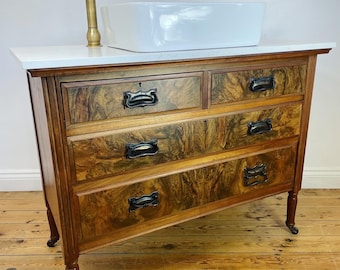 Bathroom Vanity Unit, Antique Oak Washstand Cabinet, Traditional Luxury Freestanding Vanity, Made to Order