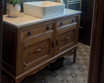 Bathroom Vanity Unit, Antique Oak Washstand, Traditional Luxury Bathroom Cabinet, Made to Order