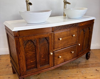 Bathroom Vanity Unit, Antique Oak Washstand, Traditional Luxury Bathroom Cabinet, Made to Order