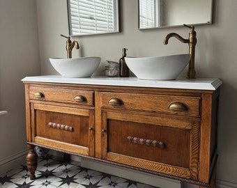 Bathroom Vanity Unit, Antique Oak Washstand, Traditional Luxury Bathroom Cabinet, Made to Order